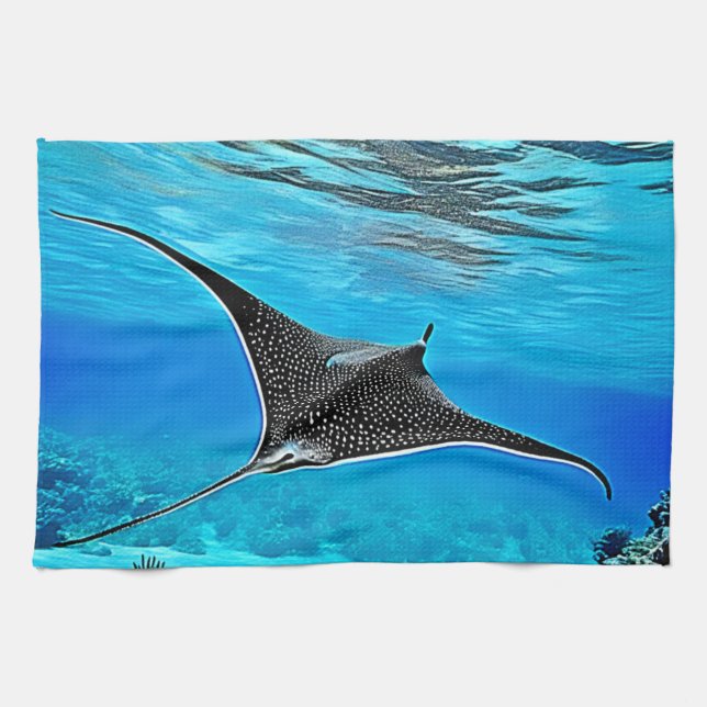 Gepunktetes Raydesign unter Wasser Geschirrtuch (Horizontal)