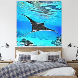 Gepunktetes Raydesign unter Wasser Leinwanddruck