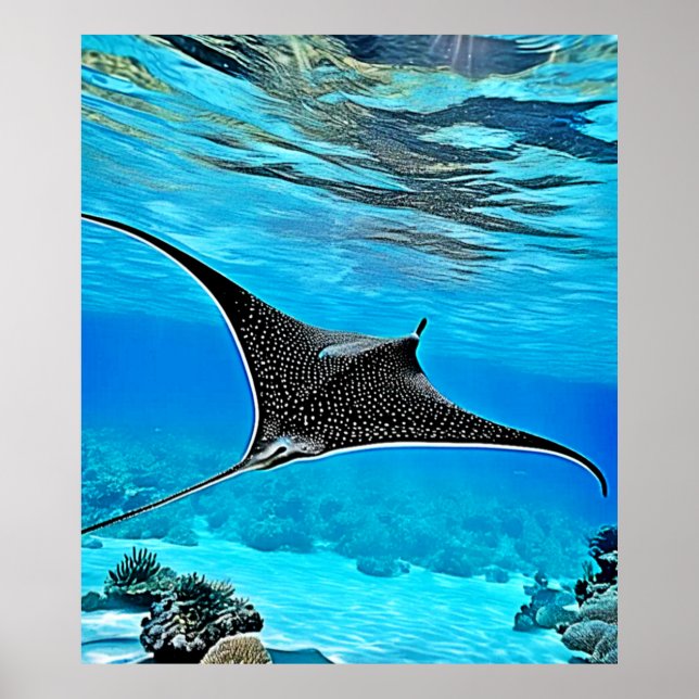 Gepunktetes Raydesign unter Wasser Poster (Vorne)