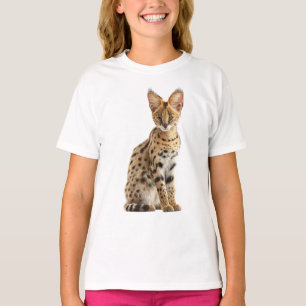 Gepunktetes Savannah-Katzenporträt Wilde Feline Ki T-Shirt