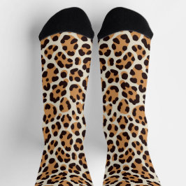 Gepunktetes Tiermuster, orange, braun, Crew Socken