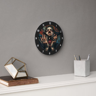 gequälter Frauenschrei Runde Wanduhr