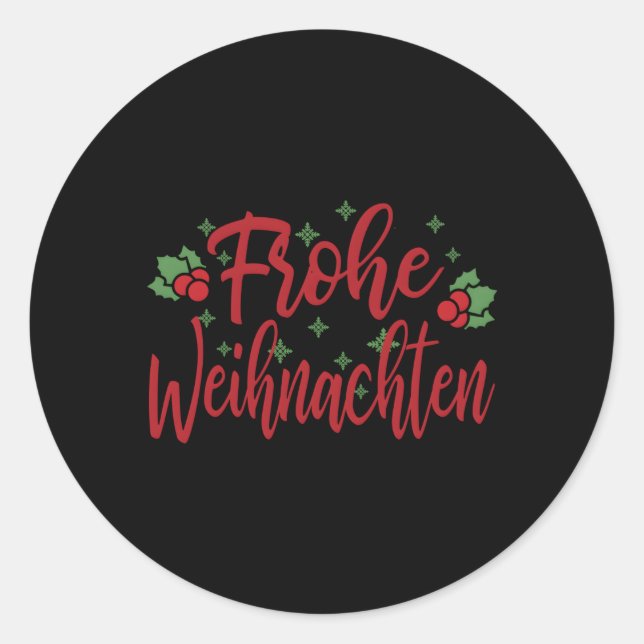 Ger Ornats Merry Frohe Weihnachten Runder Aufkleber (Vorderseite)