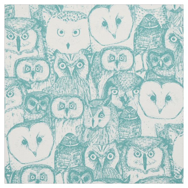 gerade aquamarines Blau der Eulen Stoff (Muster)