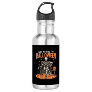 Gerade auf Halloween wartendes Skelett-Design_1 Edelstahlflasche