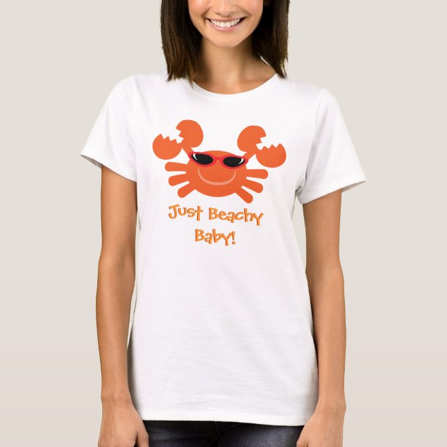Gerade Beachy Baby! Orange Krabbe mit Sonnenbrille T-Shirt (Vorderseite)