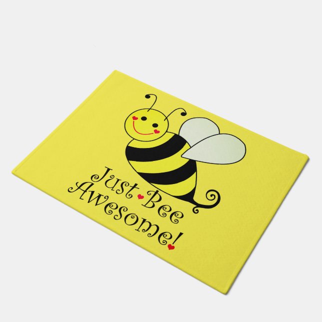 Gerade Bienen-fantastische gelbe Hummel-Biene Fußmatte (Schrägansicht)