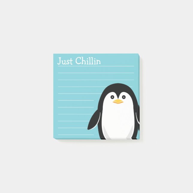 Gerade Chillin Baby-Pinguin Post-it Klebezettel (Vorderseite)