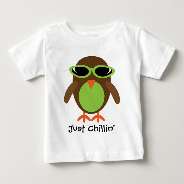 Gerade Chillin Eule mit Schatten Baby T-shirt (Vorderseite)