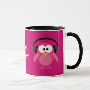 Gerade Chillin rosa Eulen mit Kopfhörern Tasse