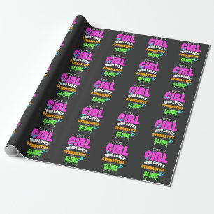 Gerade ein Mädchen das Liebe-Gymnastik und Schlam Geschenkpapier