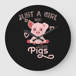 Gerade ein Mädchen das Liebe-Schweine Große Wanduhr