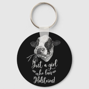 Gerade ein Mädchen, das Lieben Holstein Schlüsselanhänger