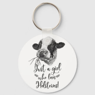 Gerade ein Mädchen, das Lieben Holstein Schlüsselanhänger