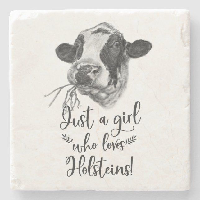 Gerade ein Mädchen, das Lieben Holstein Steinuntersetzer (Vorderseite)