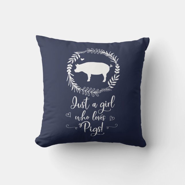 Gerade ein Mädchen das Lieben Schwein-Silhouette Kissen (Vorderseite)