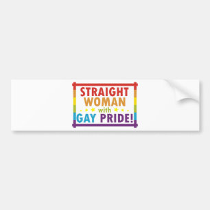 Gerade Frau mit Gay Pride Autoaufkleber