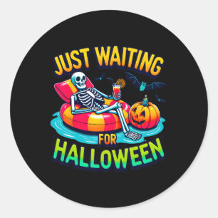 Gerade für Halloween Spooky Skeleton Summer Gewart Runder Aufkleber