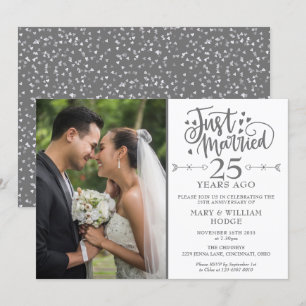 Gerade geheiratet 25. Hochzeitsjubiläum Hochzeitsf Einladung