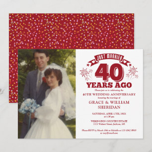 Gerade geheiratet 40. Hochzeitsjubiläum Foto Einladung