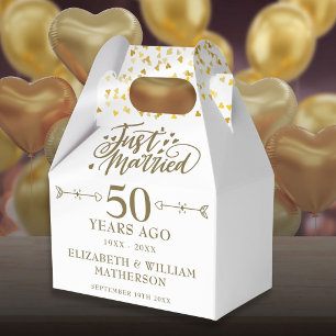Gerade geheiratet 50. goldene Hochzeit Geschenkschachtel
