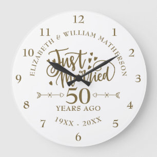 Gerade geheiratet: 50. Hochzeitsjubiläum Große Wanduhr
