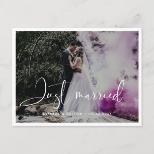 Gerade geheiratet Elegante und moderne Hochzeitsfo Postkarte