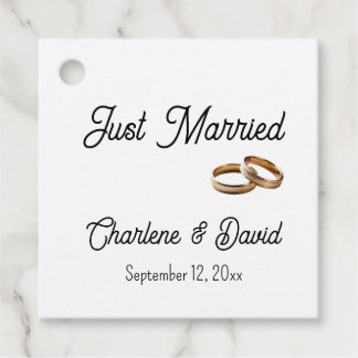 Gerade geheiratet Hochzeitsringe Personalisierter Geschenkanhänger