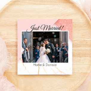 Gerade Geheiratet Modern Pink und Gold Glitter Mar Feiertagskarte