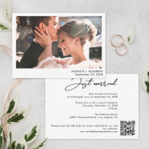 Gerade geheiratet modernes Hochzeitsfoto QR-Code-K