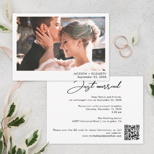 Gerade geheiratet modernes Hochzeitsfoto QR-Code-K