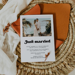 Gerade geheiratet Stylische Retro-Postkarte Einladung