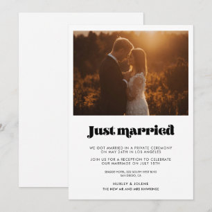 Gerade geheiratet Vintage retro Schrift Ankündigun Einladung