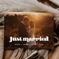 Gerade geheiratet Vintage retro Schriftfoto