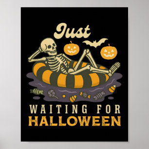 Gerade Gewartet für Halloween Spooky Skeleton Tric Poster