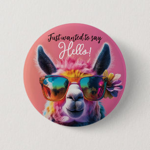 Gerade gewollt, um Hallo bunt Llama Design sagen Button