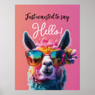 Gerade gewollt, um Hallo bunt Llama Design sagen Poster