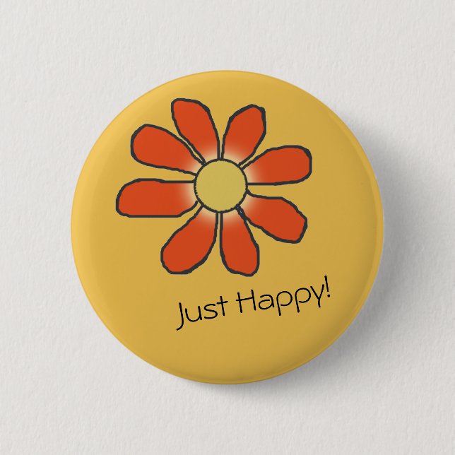 GERADE GLÜCKLICHE rote grafische Blume Button (Vorderseite)