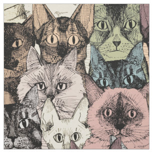 gerade Katzen Retro Stoff