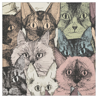 gerade Katzen Retro Stoff