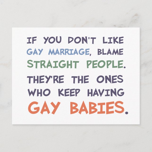 Gerade Menschen haben homosexuelle Babys Postkarte (Vorderseite)