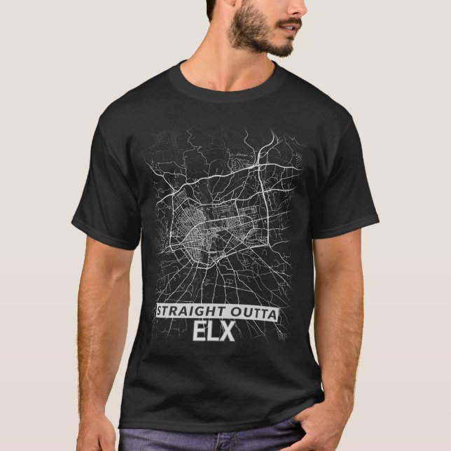 Gerade Outta Elx Stadtkarte (GROSSDRUCK) T-Shirt (Vorderseite)