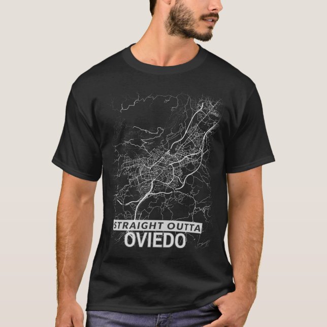 Gerade Outta Oviedo Stadtkarte (GROSSDRUCK) T-Shirt (Vorderseite)