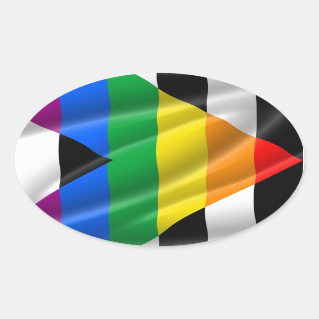 GERADE VERBÜNDET-FLAGGE OVALER AUFKLEBER (Vorderseite)