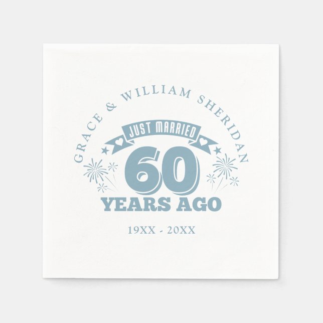Gerade verheiratet 60. Hochzeitstag Serviette (Vorderseite)