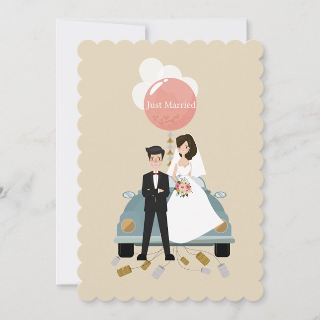 Gerade verheiratet Auto Hochzeit Einladungskarte. Einladung (Vorderseite)