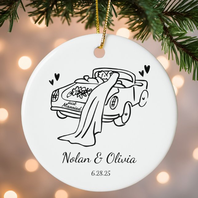 Gerade Verheiratet Benutzerdefinierte Paarnamen &  Keramik Ornament (Von Creator hochgeladen)
