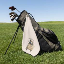 'Gerade Verheiratet'-Braut und Bräutigam in einem Golfhandtuch