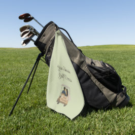 'Gerade Verheiratet'-Braut und Bräutigam in einem Golfhandtuch
