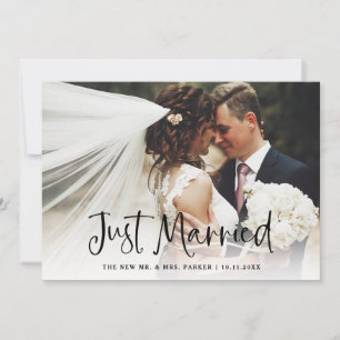Gerade Verheiratet   Casual Script Photo Elopement Ankündigung